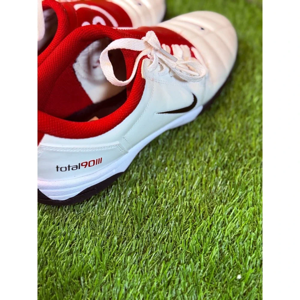 Nike Total 90 III White Red Indoor Soccer Shoes HQ2851-100 Mens 10.5